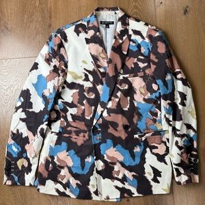 Abstract Patterned Double Breasted Blazer